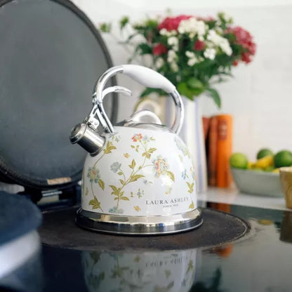 Laura Ashley Whistling Stovetop Kettle 3L Stainless Steel Tea Pot with Handle