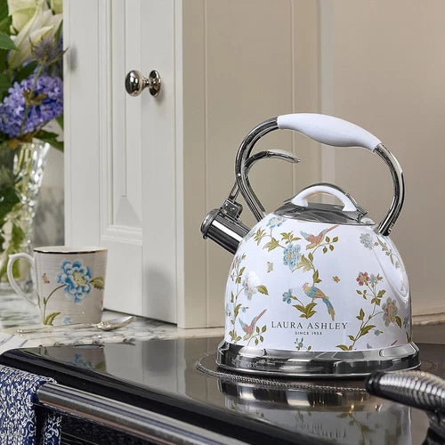 Laura Ashley Whistling Stovetop Kettle 3L Stainless Steel Tea Pot with Handle
